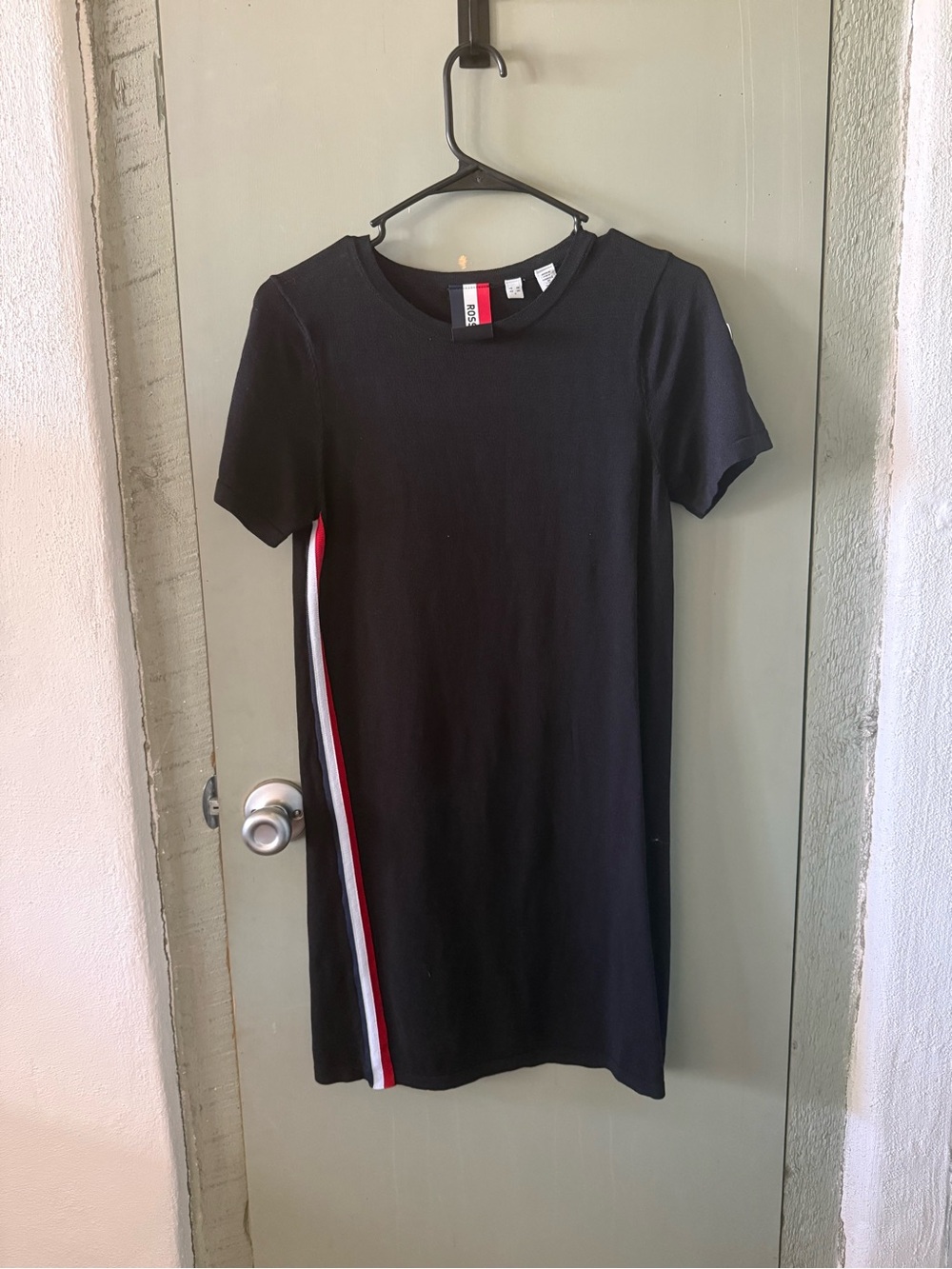 Rossignol Black Mini Dress with Red and White Side Stripes